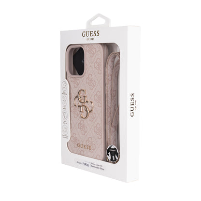 iPhone 16 Pro Max Kılıf Guess Orjinal Lisanslı PU Deri 4G Büyük Metal Logolu Çapraz Vücut Askılı Kapak
