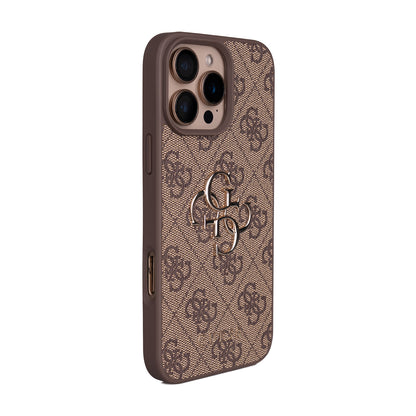 iPhone 16 Pro Max Kılıf Guess Orjinal Lisanslı PU Deri 4G Büyük Metal Logolu Çapraz Vücut Askılı Kapak