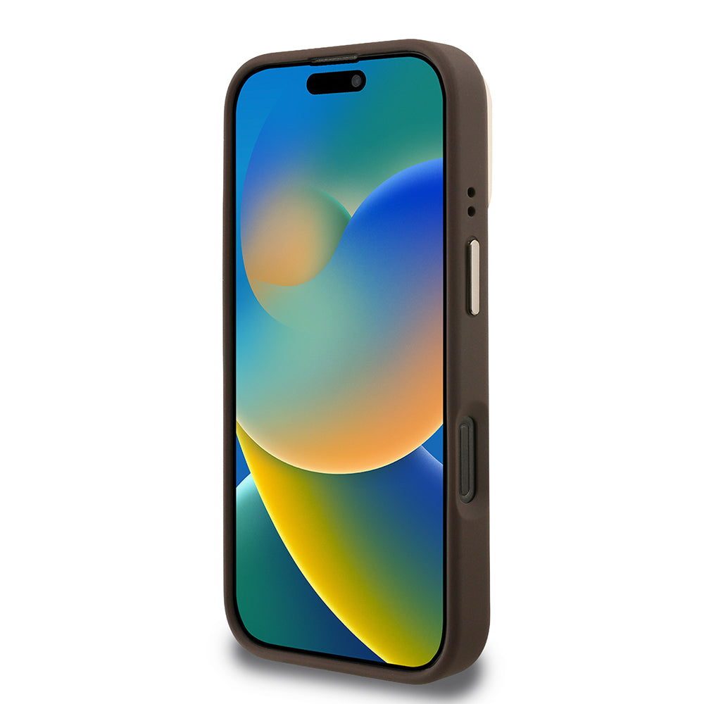 iPhone 16 Pro Max Kılıf Guess Orjinal Lisanslı PU Deri 4G Desenli Metal Büyük 4G ve Yazı Logolu Kamera Standlı Kapak