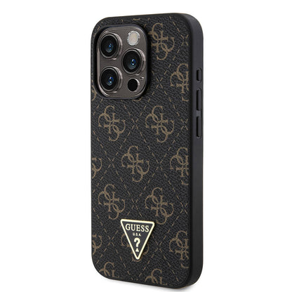 iPhone 16 Pro Max Kılıf Guess Orjinal Lisanslı PU Deri 4G Desenli Üçgen Logolu Kapak
