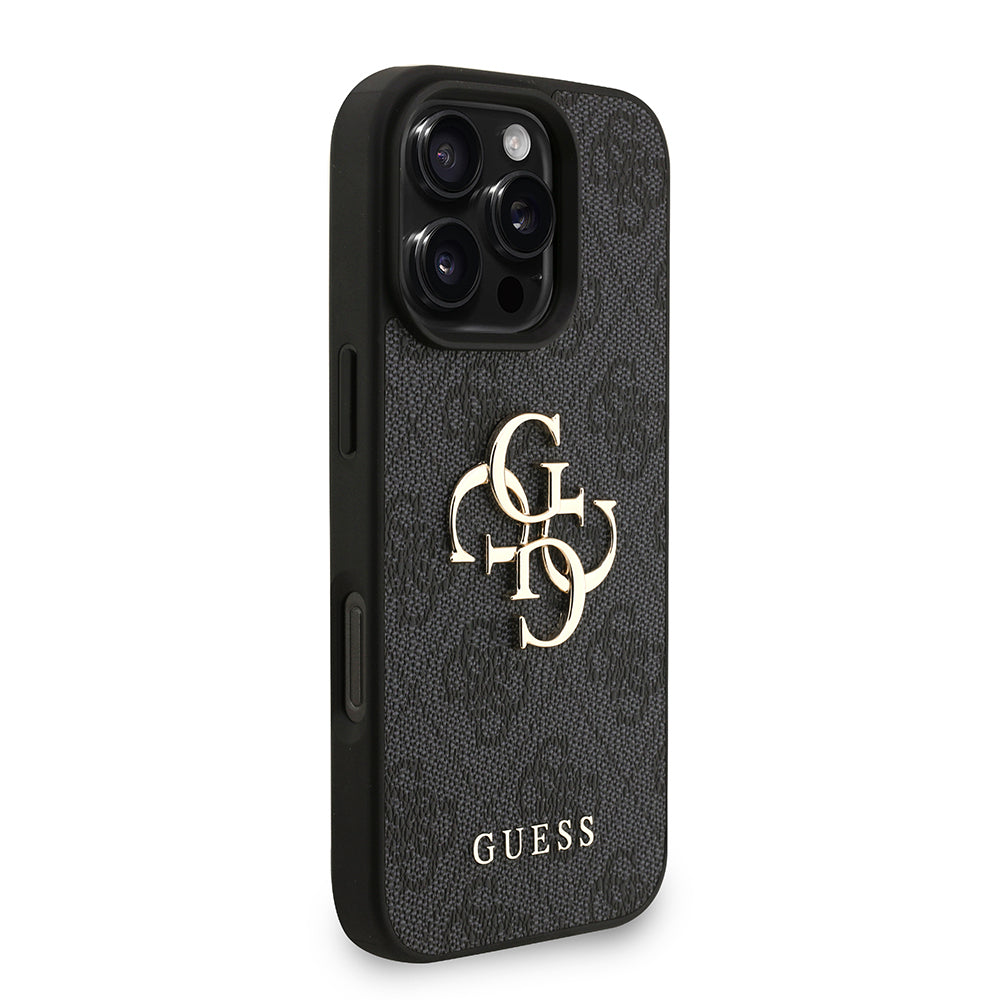 iPhone 16 Pro Max Kılıf Guess Orjinal Lisanslı PU Deri Bilek Askı İpli Metal Büyük 4G ve Yazı Logolu Kapak