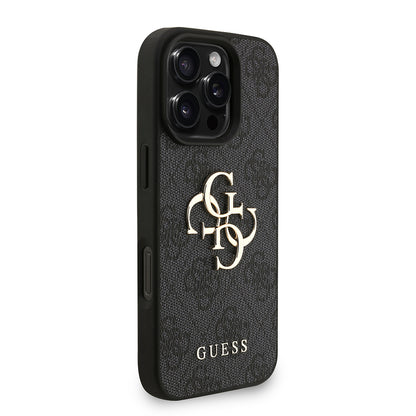iPhone 16 Pro Max Kılıf Guess Orjinal Lisanslı PU Deri Bilek Askı İpli Metal Büyük 4G ve Yazı Logolu Kapak