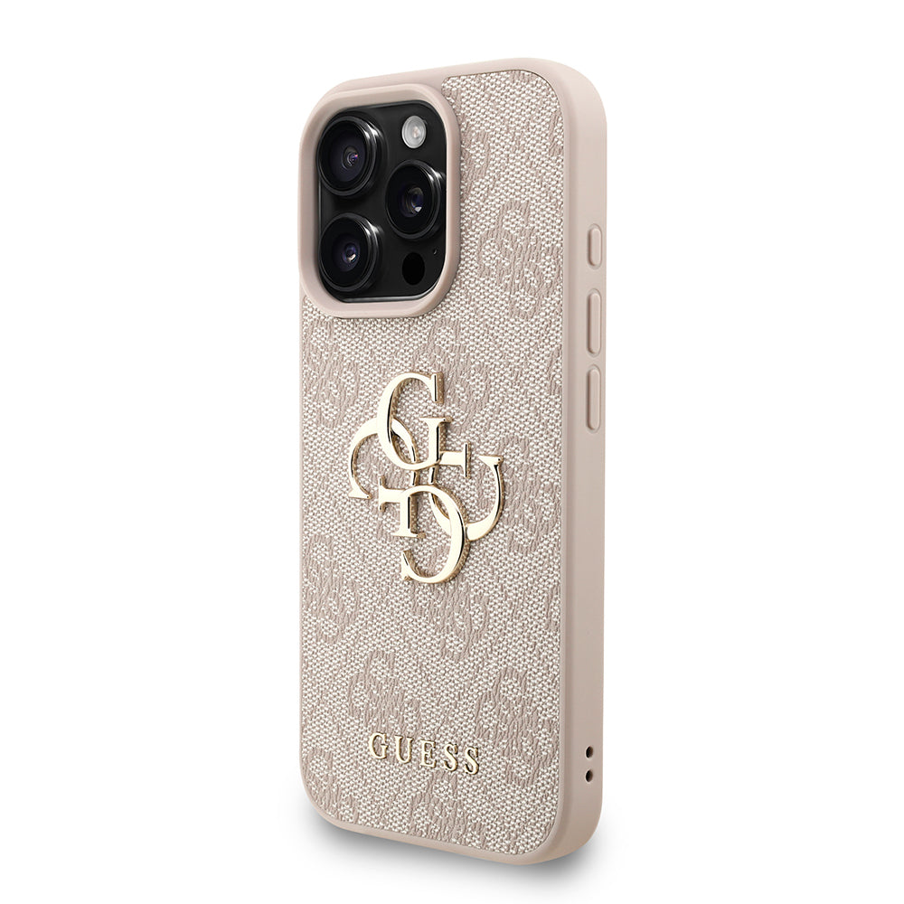 iPhone 16 Pro Max Kılıf Guess Orjinal Lisanslı PU Deri Bilek Askı İpli Metal Büyük 4G ve Yazı Logolu Kapak