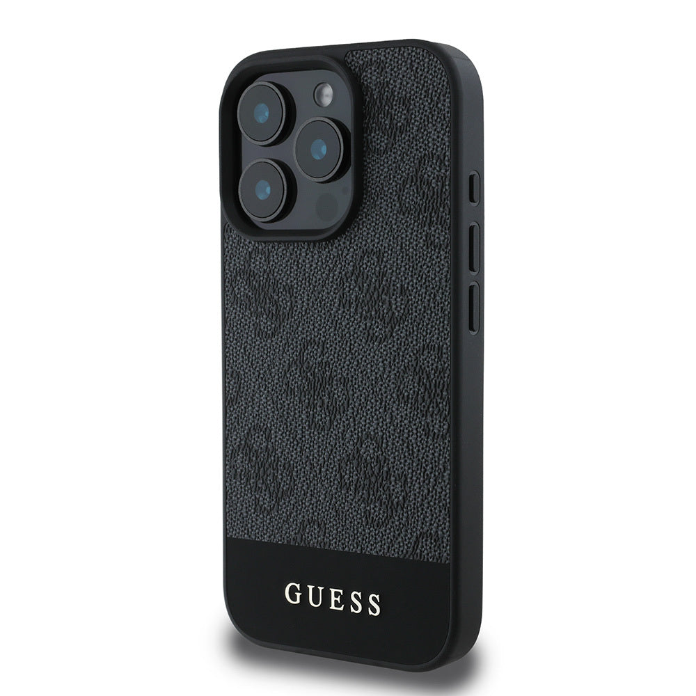 iPhone 16 Pro Max Kılıf Guess Orjinal Lisanslı PU Deri Şerit Logo Dizaynlı Kapak