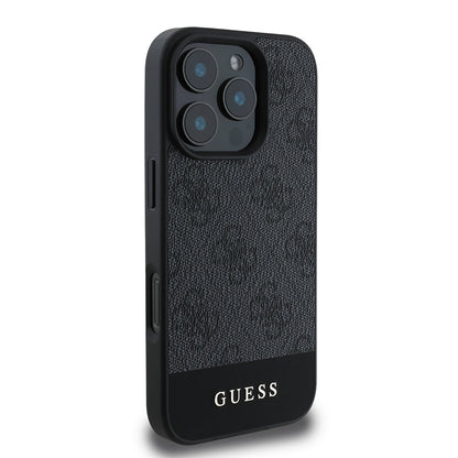 iPhone 16 Pro Max Kılıf Guess Orjinal Lisanslı PU Deri Şerit Logo Dizaynlı Kapak
