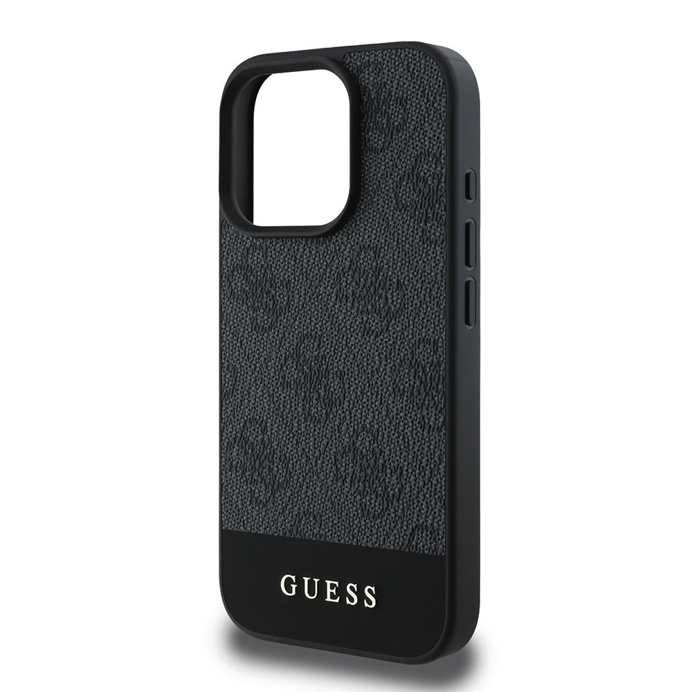iPhone 16 Pro Max Kılıf Guess Orjinal Lisanslı PU Deri Şerit Logo Dizaynlı Kapak