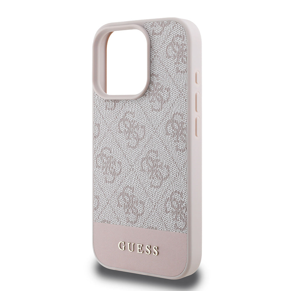 iPhone 16 Pro Max Kılıf Guess Orjinal Lisanslı PU Deri Şerit Logo Dizaynlı Kapak