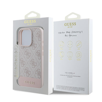 iPhone 16 Pro Max Kılıf Guess Orjinal Lisanslı PU Deri Şerit Logo Dizaynlı Kapak