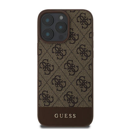 iPhone 16 Pro Max Kılıf Guess Orjinal Lisanslı PU Deri Şerit Logo Dizaynlı Kapak