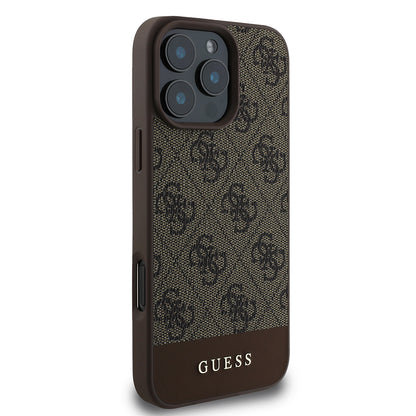 iPhone 16 Pro Max Kılıf Guess Orjinal Lisanslı PU Deri Şerit Logo Dizaynlı Kapak