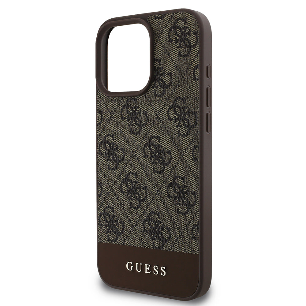 iPhone 16 Pro Max Kılıf Guess Orjinal Lisanslı PU Deri Şerit Logo Dizaynlı Kapak