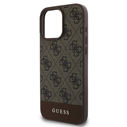 iPhone 16 Pro Max Kılıf Guess Orjinal Lisanslı PU Deri Şerit Logo Dizaynlı Kapak