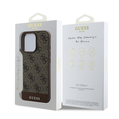 iPhone 16 Pro Max Kılıf Guess Orjinal Lisanslı PU Deri Şerit Logo Dizaynlı Kapak