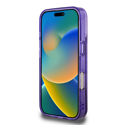 iPhone 16 Pro Max Kılıf Guess Orjinal Lisanslı Transparan Sıvılı Simli Altın Çizgili Kapak