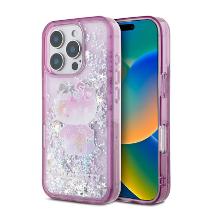 iPhone 16 Pro Max Kılıf Hello Kitty Orjinal Lisanslı Sıvılı Simli 50. Yıldönümü Partisi Kapak
