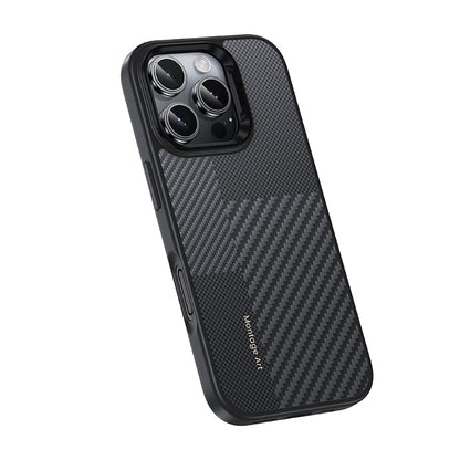 iPhone 16 Pro Max Kılıf Karbon Fiber M-safe Şarj Özellikli Kamera Kontrol Butonlu Benks Hybrid ArmorPro Montage Kevlar Kapak
