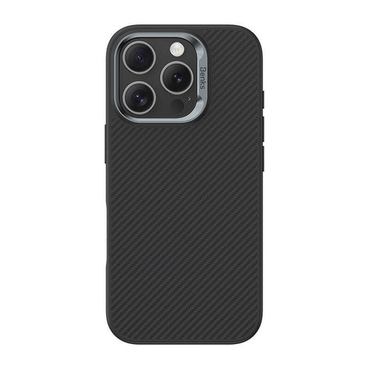 iPhone 16 Pro Max Kılıf Karbon Fiber M-safe Şarj Özellikli Benks Hybrid ArmorPro 600D Kevlar Kapak