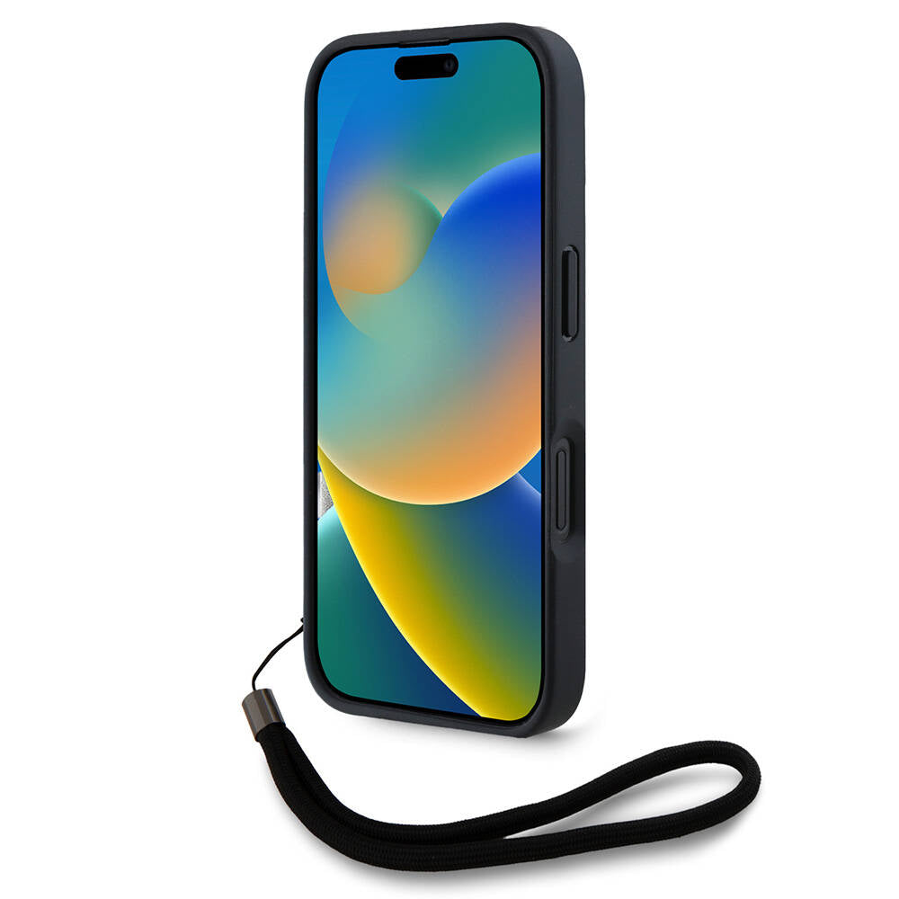 iPhone 16 Pro Max Kılıf Karl Lagerfeld Orjinal Lisanslı Askılı Saffiano Athleisure Şerit Çizgili Kapak