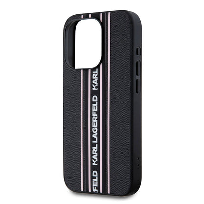 iPhone 16 Pro Max Kılıf Karl Lagerfeld Orjinal Lisanslı Askılı Saffiano Athleisure Şerit Çizgili Kapak
