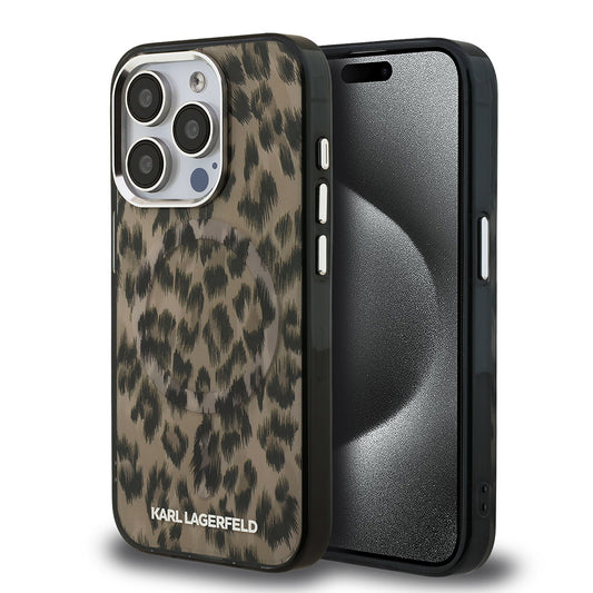 iPhone 16 Pro Max Kılıf Karl Lagerfeld Orjinal Lisanslı IML Leopar Baskılı Kapak