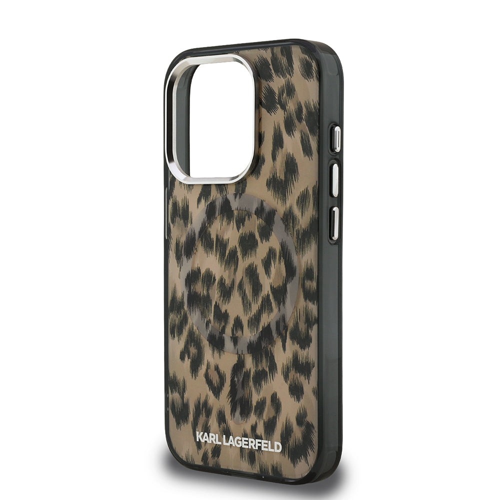 iPhone 16 Pro Max Kılıf Karl Lagerfeld Orjinal Lisanslı IML Leopar Baskılı Kapak