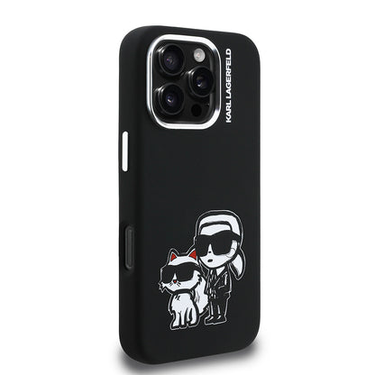 iPhone 16 Pro Max Kılıf Karl Lagerfeld Orjinal Lisanslı Karl & Choupette Sketch Logo Sililkon Kapak