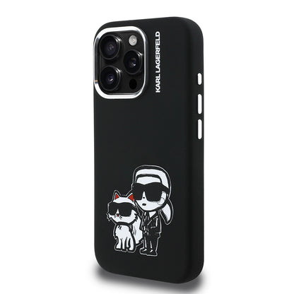 iPhone 16 Pro Max Kılıf Karl Lagerfeld Orjinal Lisanslı Karl & Choupette Sketch Logo Sililkon Kapak