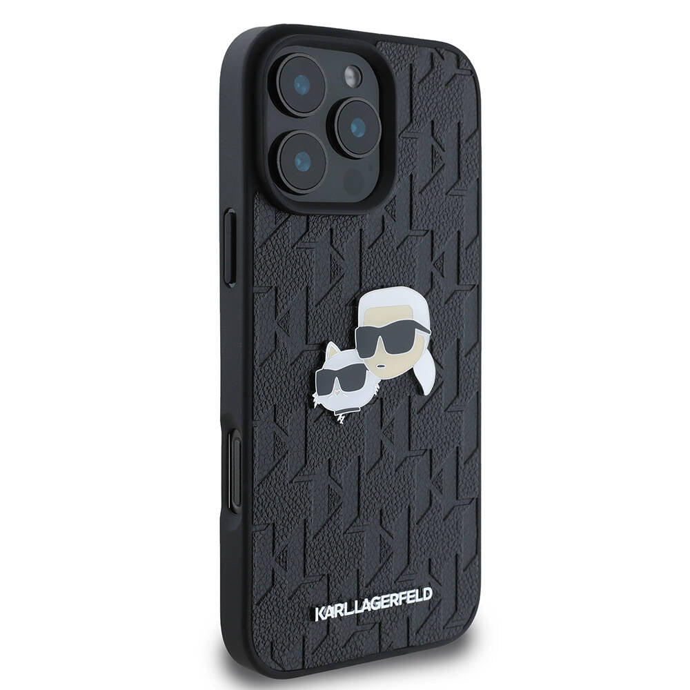iPhone 16 Pro Max Kılıf Karl Lagerfeld Orjinal Lisanslı K&C Heads Monogram Pin Kapak