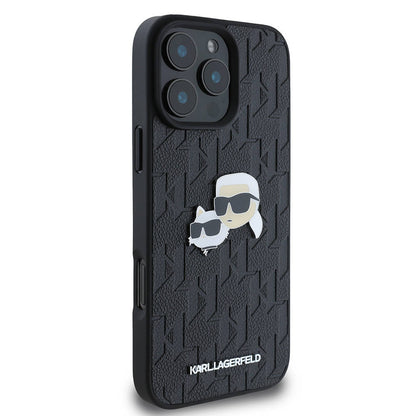 iPhone 16 Pro Max Kılıf Karl Lagerfeld Orjinal Lisanslı K&C Heads Monogram Pin Kapak