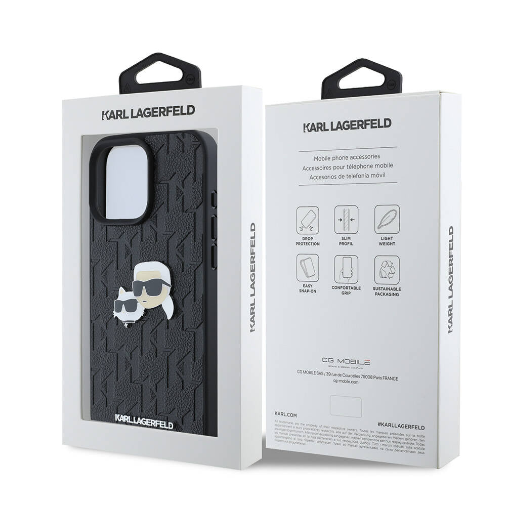 iPhone 16 Pro Max Kılıf Karl Lagerfeld Orjinal Lisanslı K&C Heads Monogram Pin Kapak