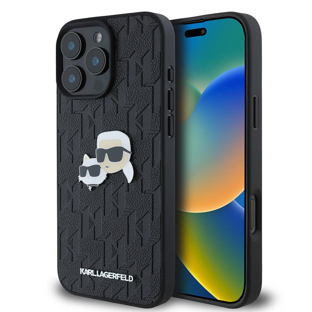 iPhone 16 Pro Max Kılıf Karl Lagerfeld Orjinal Lisanslı K&C Heads Monogram Pin Kapak