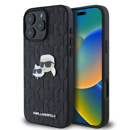iPhone 16 Pro Max Kılıf Karl Lagerfeld Orjinal Lisanslı K&C Heads Monogram Pin Kapak