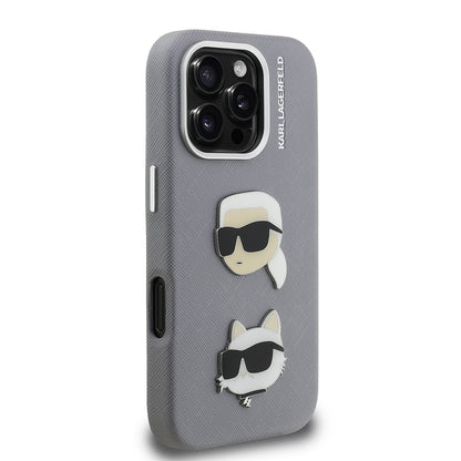 iPhone 16 Pro Max Kılıf Karl Lagerfeld Orjinal Lisanslı K&C Heads Pin Kapak