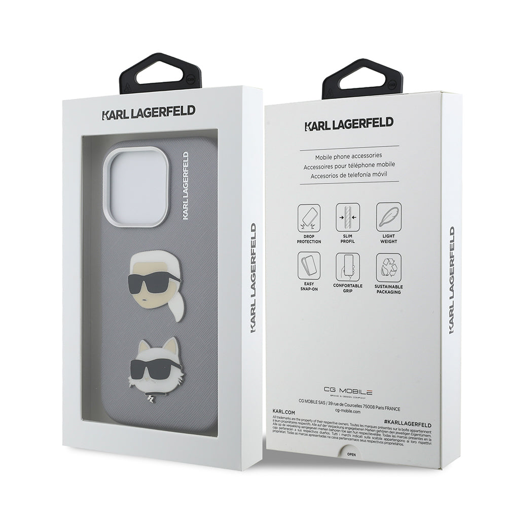 iPhone 16 Pro Max Kılıf Karl Lagerfeld Orjinal Lisanslı K&C Heads Pin Kapak