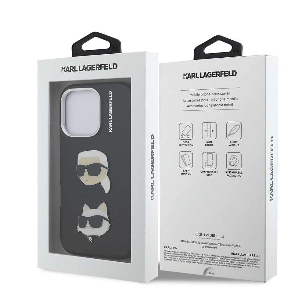 iPhone 16 Pro Max Kılıf Karl Lagerfeld Orjinal Lisanslı K&C Heads Pin Kapak