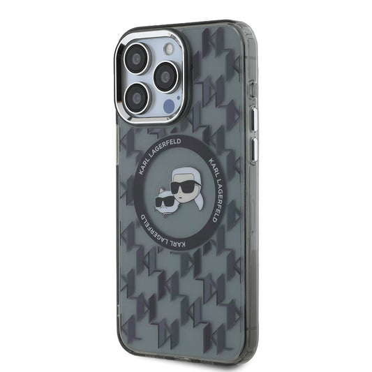 iPhone 16 Pro Max Kılıf Karl Lagerfeld Orjinal Lisanslı M-safe Şarj Özellikli IML Baskılı Metal Monogram KC Heads Kapak
