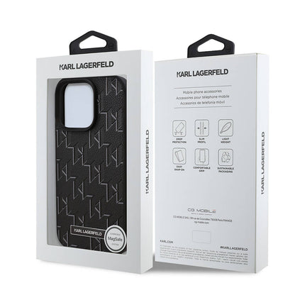 iPhone 16 Pro Max Kılıf Karl Lagerfeld Orjinal Lisanslı M-safe Şarj Özellikli KL Yazılı Hot Stamp Kapak
