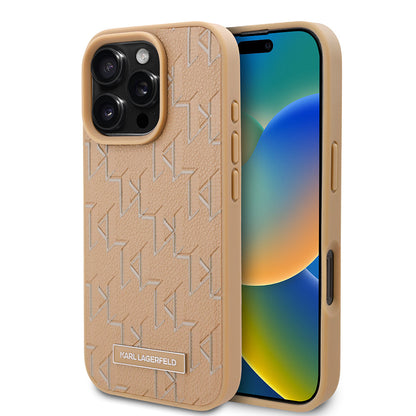 iPhone 16 Pro Max Kılıf Karl Lagerfeld Orjinal Lisanslı M-safe Şarj Özellikli KL Yazılı Hot Stamp Kapak