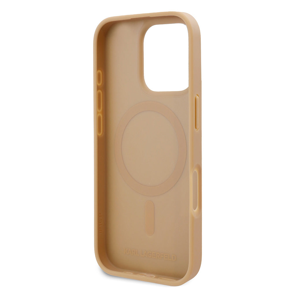 iPhone 16 Pro Max Kılıf Karl Lagerfeld Orjinal Lisanslı M-safe Şarj Özellikli KL Yazılı Hot Stamp Kapak