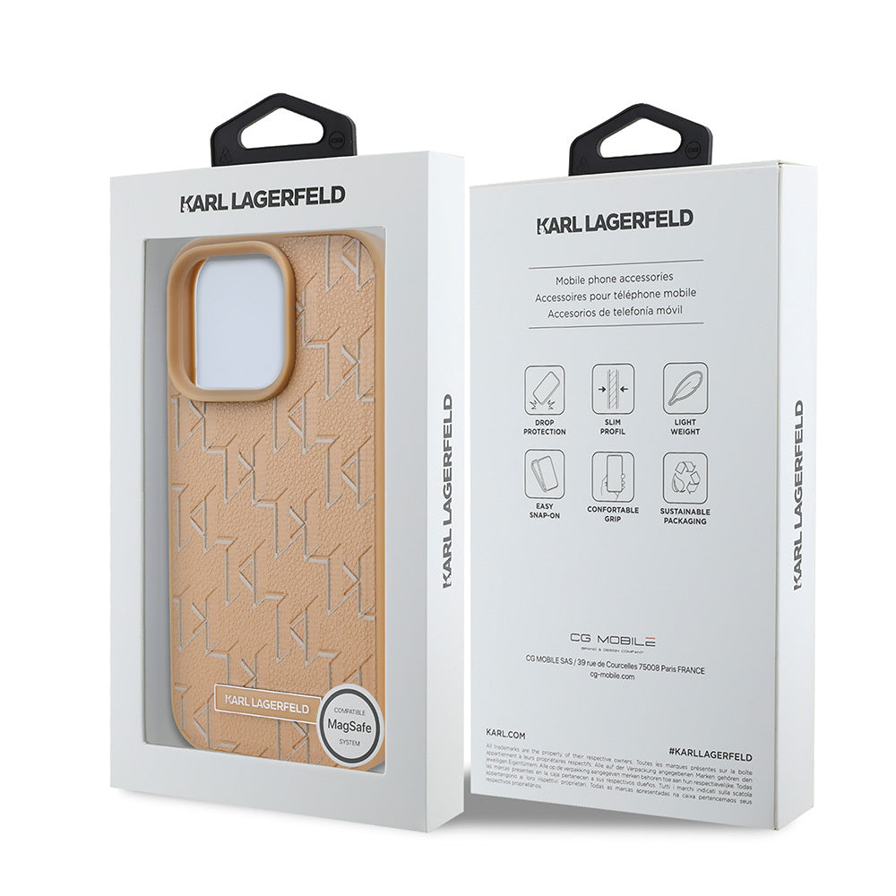 iPhone 16 Pro Max Kılıf Karl Lagerfeld Orjinal Lisanslı M-safe Şarj Özellikli KL Yazılı Hot Stamp Kapak