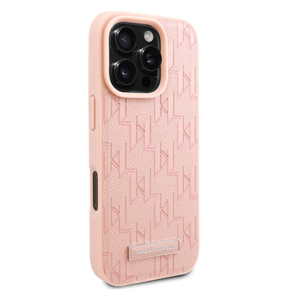 iPhone 16 Pro Max Kılıf Karl Lagerfeld Orjinal Lisanslı M-safe Şarj Özellikli KL Yazılı Hot Stamp Kapak