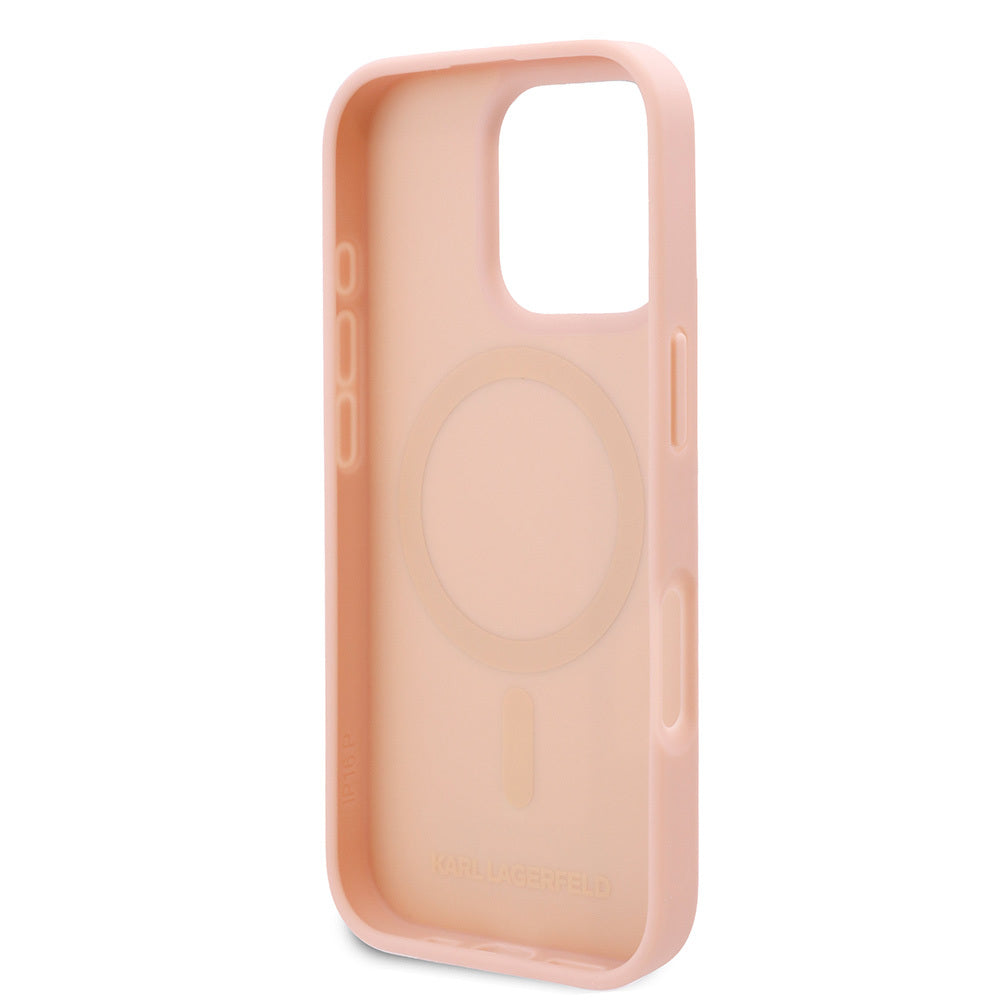 iPhone 16 Pro Max Kılıf Karl Lagerfeld Orjinal Lisanslı M-safe Şarj Özellikli KL Yazılı Hot Stamp Kapak