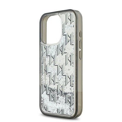 iPhone 16 Pro Max Kılıf Karl Lagerfeld Orjinal Lisanslı Simli KL Yazılı Monogram Gradient Kapak