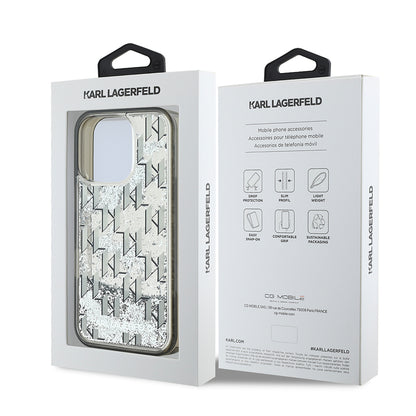 iPhone 16 Pro Max Kılıf Karl Lagerfeld Orjinal Lisanslı Simli KL Yazılı Monogram Gradient Kapak