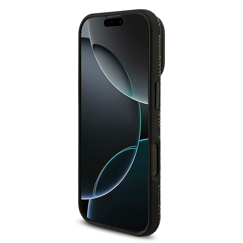 iPhone 16 Pro Max Kılıf Lacoste Orjinal Lisanslı M-safe Şarj Özellikli Standlı PU Deri Karışık Monogram Desenli Kapak