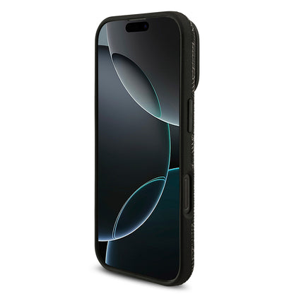 iPhone 16 Pro Max Kılıf Lacoste Orjinal Lisanslı M-safe Şarj Özellikli Standlı PU Deri Karışık Monogram Desenli Kapak