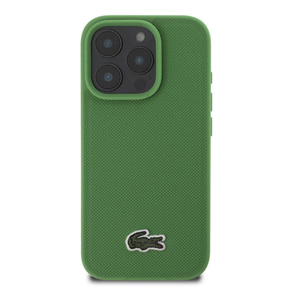 iPhone 16 Pro Max Kılıf Lacoste Orjinal Lisanslı PU Pike Desenli Arka Yüzey İkonik Timsah Dokuma Logolu Kapak