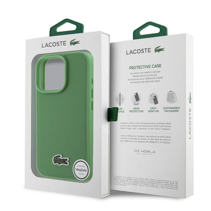 iPhone 16 Pro Max Kılıf Lacoste Orjinal Lisanslı PU Pike Desenli Arka Yüzey İkonik Timsah Dokuma Logolu Kapak