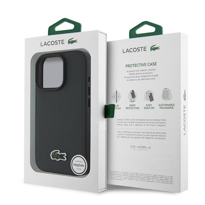iPhone 16 Pro Max Kılıf Lacoste Orjinal Lisanslı PU Pike Desenli Arka Yüzey İkonik Timsah Dokuma Logolu Kapak