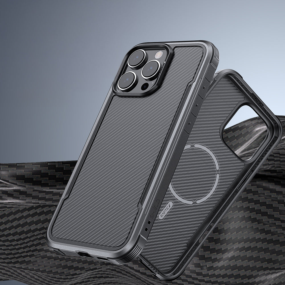 iPhone 16 Pro Max Kılıf M-safe Şarj Özellikli Airbagli Raptic Apex Serisi Karbon Fiber Tasarımlı Kapak